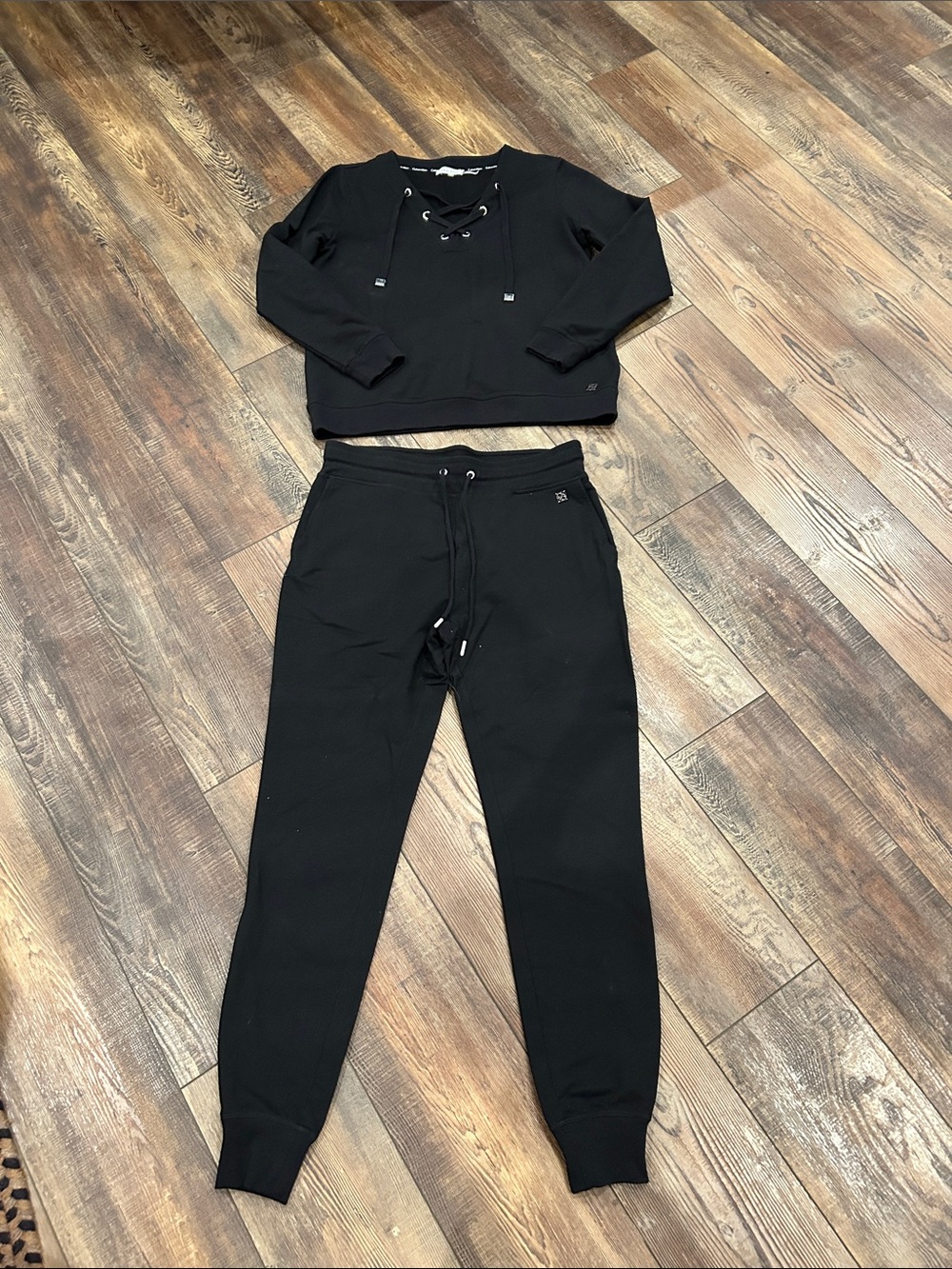 Calvin Klein Black Lace-Up Sweatshirt & Jogger Set